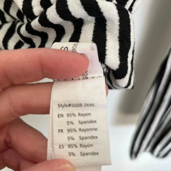 Revamped Black and White Striped Wrap V Neck Blouse size small - Picture 4 of 5